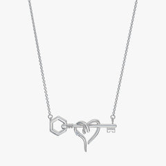 Heart & Hexagon Key Diamond Necklace