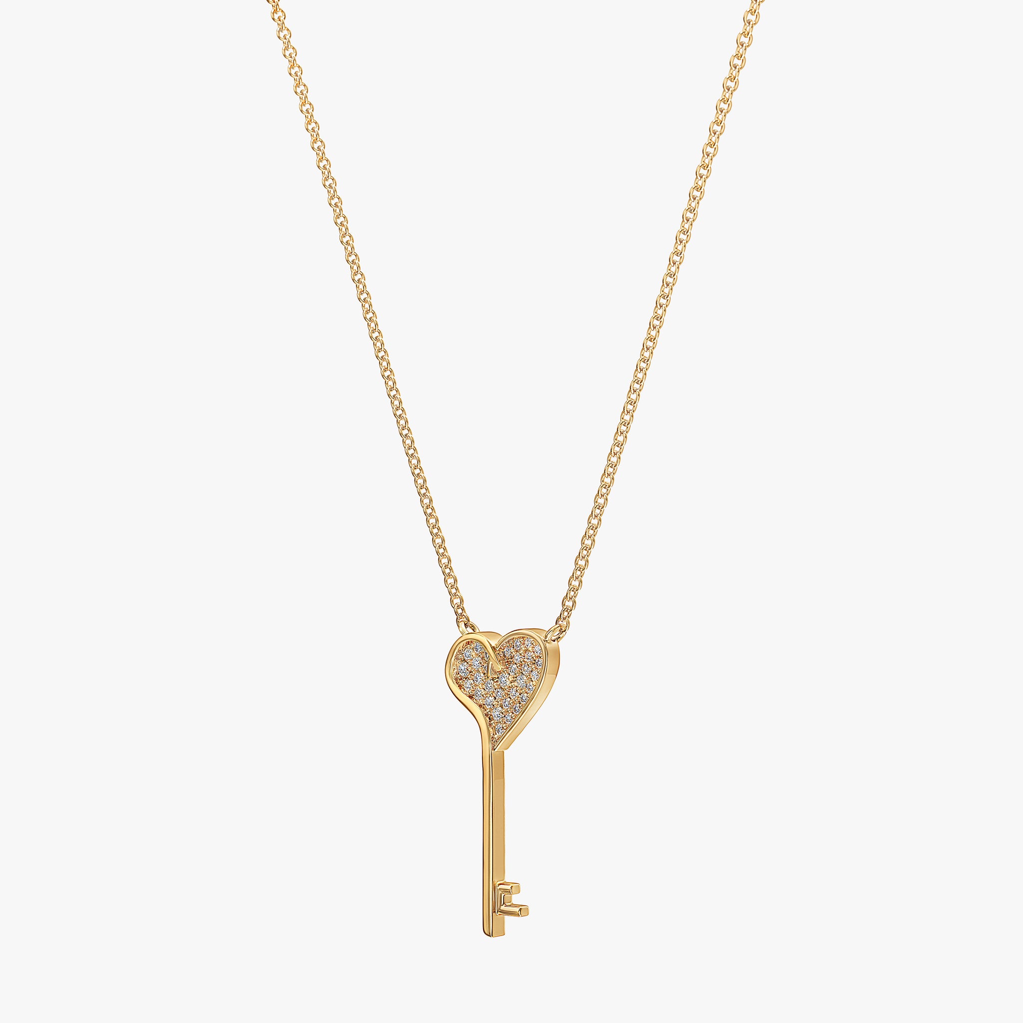 J'EVAR 14KT Yellow Gold Heart Key ALTR Lab Grown Diamond Necklace Perspective View