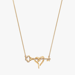 Clover Heart & Key Necklace