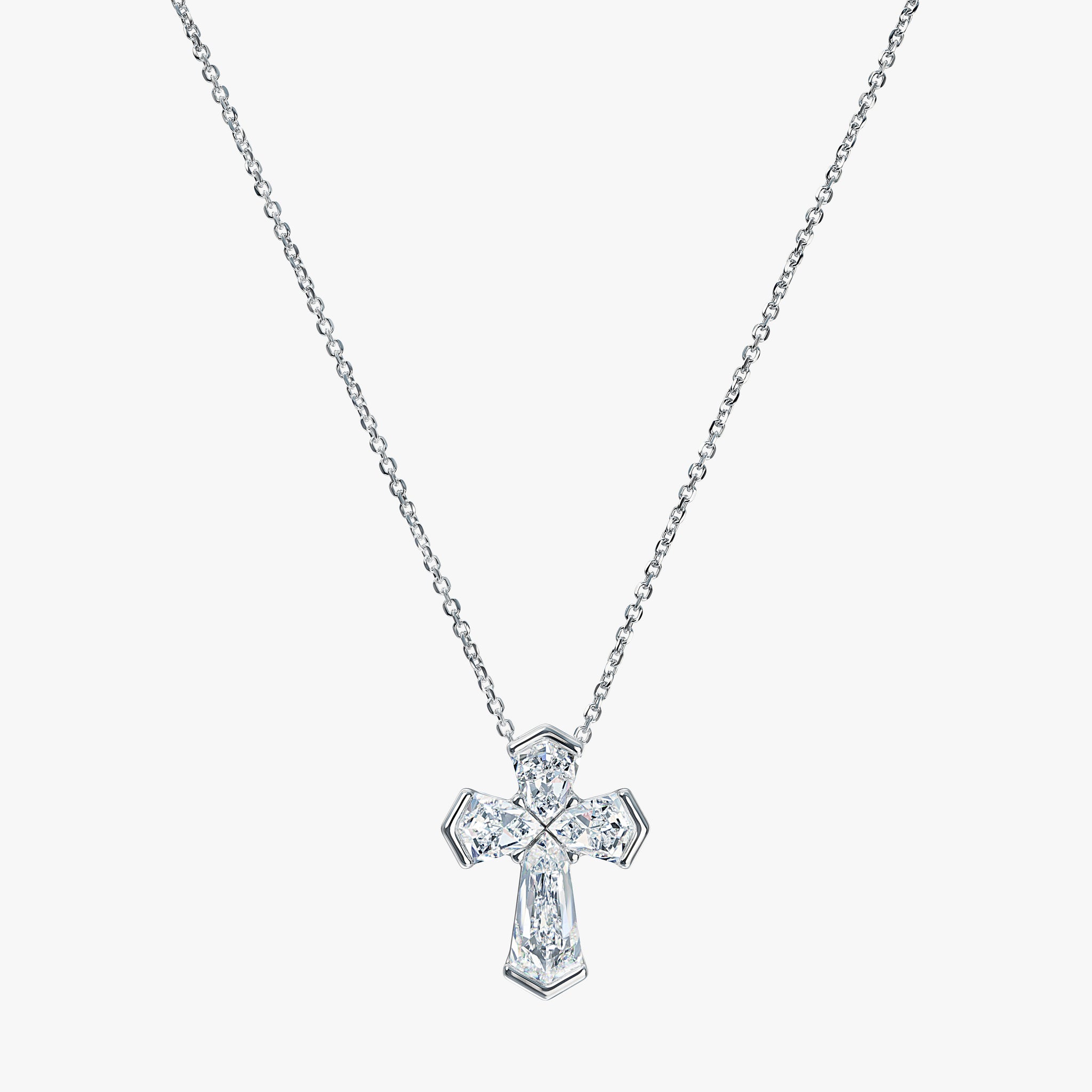 J'EVAR 14KT White Gold Unity Cross ALTR Lab Grown Diamond Necklace Front View