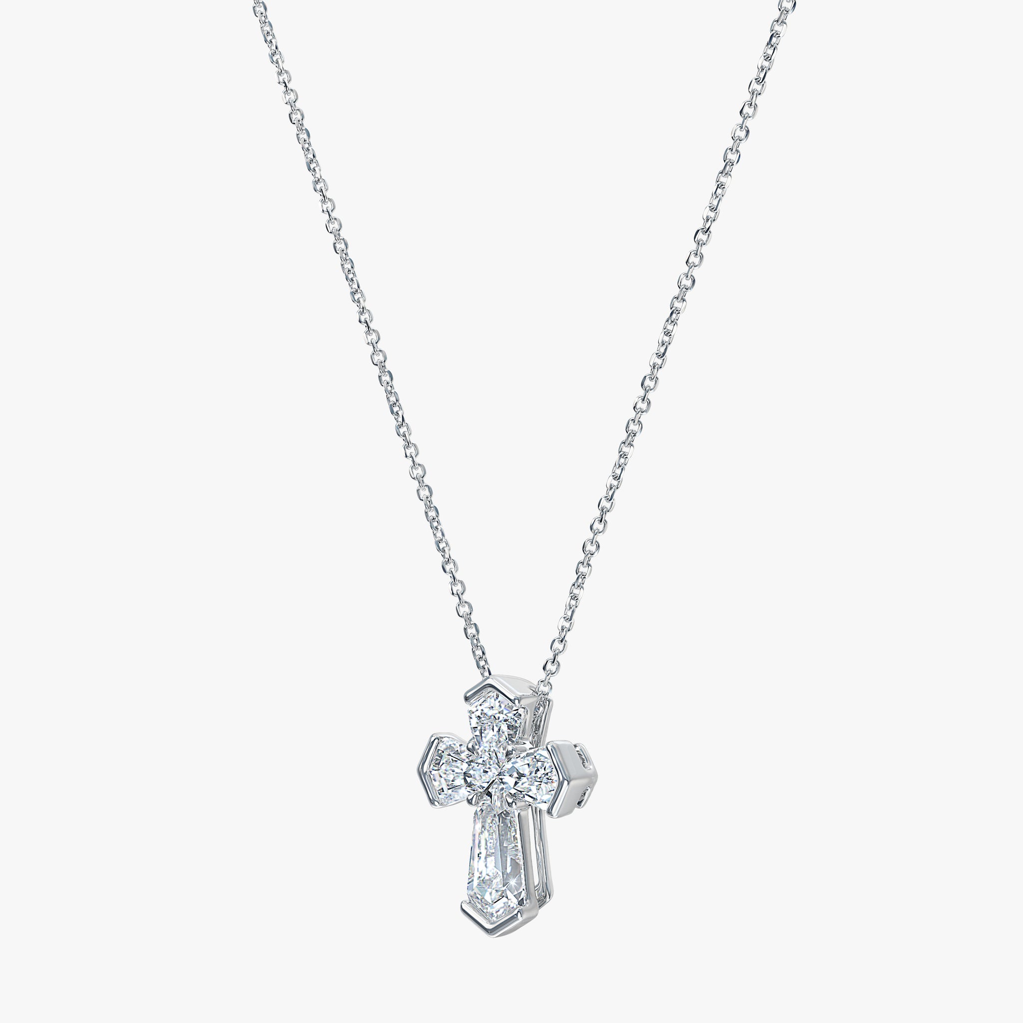 J'EVAR 14KT White Gold Unity Cross ALTR Lab Grown Diamond Necklace Perspective View