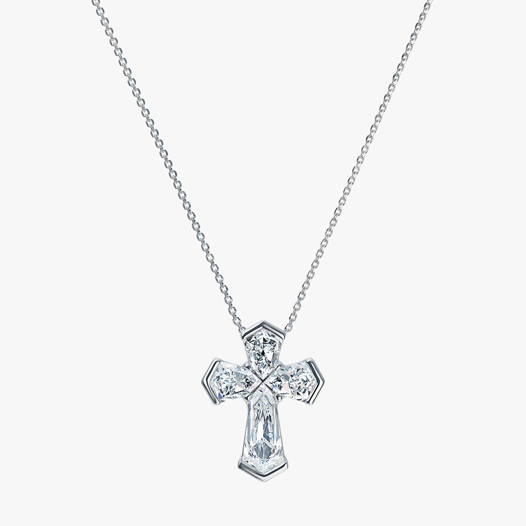 J'EVAR 14KT White Gold Unity Cross ALTR Lab Grown Diamond Necklace Front View