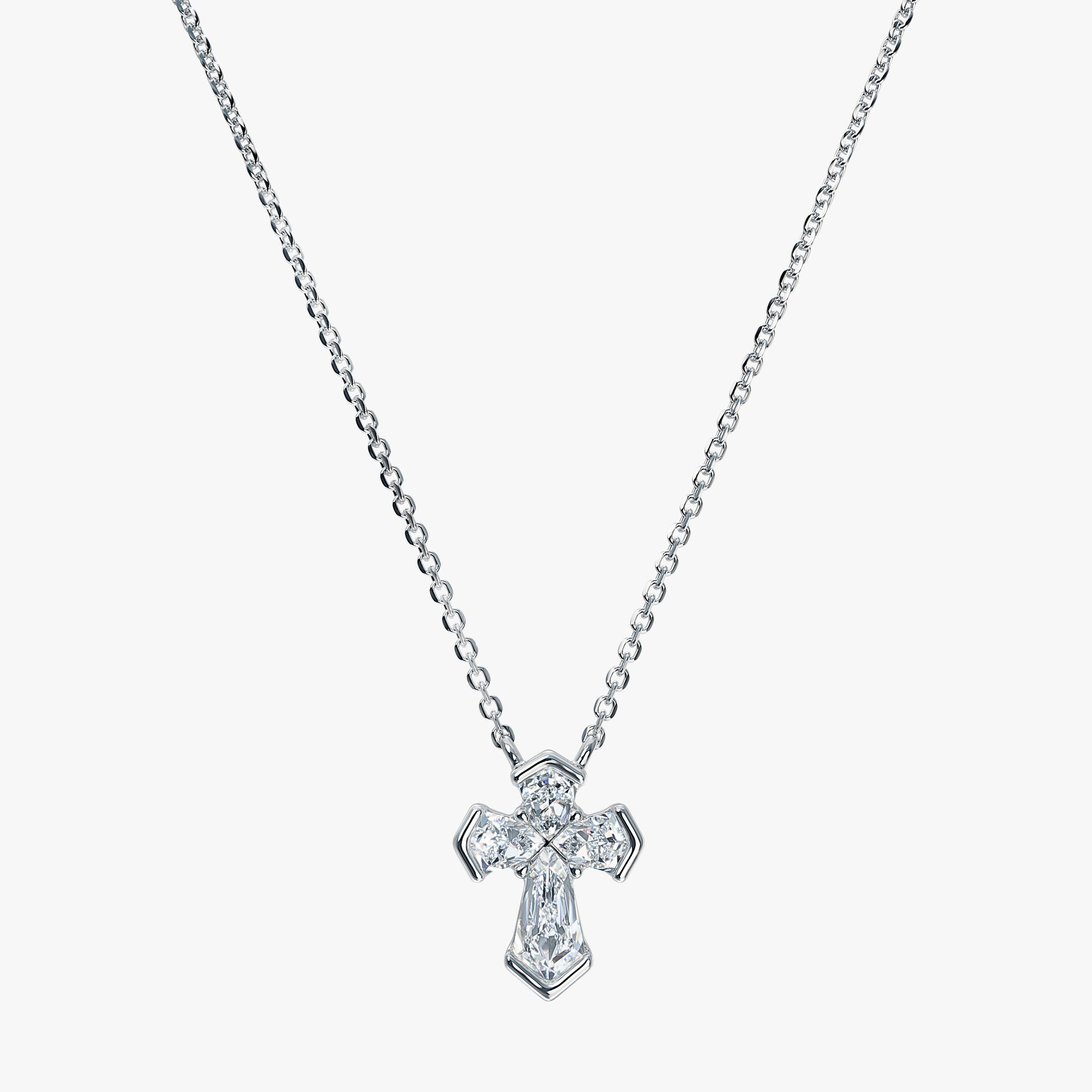 J'EVAR 14KT White Gold Unity Cross ALTR Lab Grown Diamond Necklace Front View