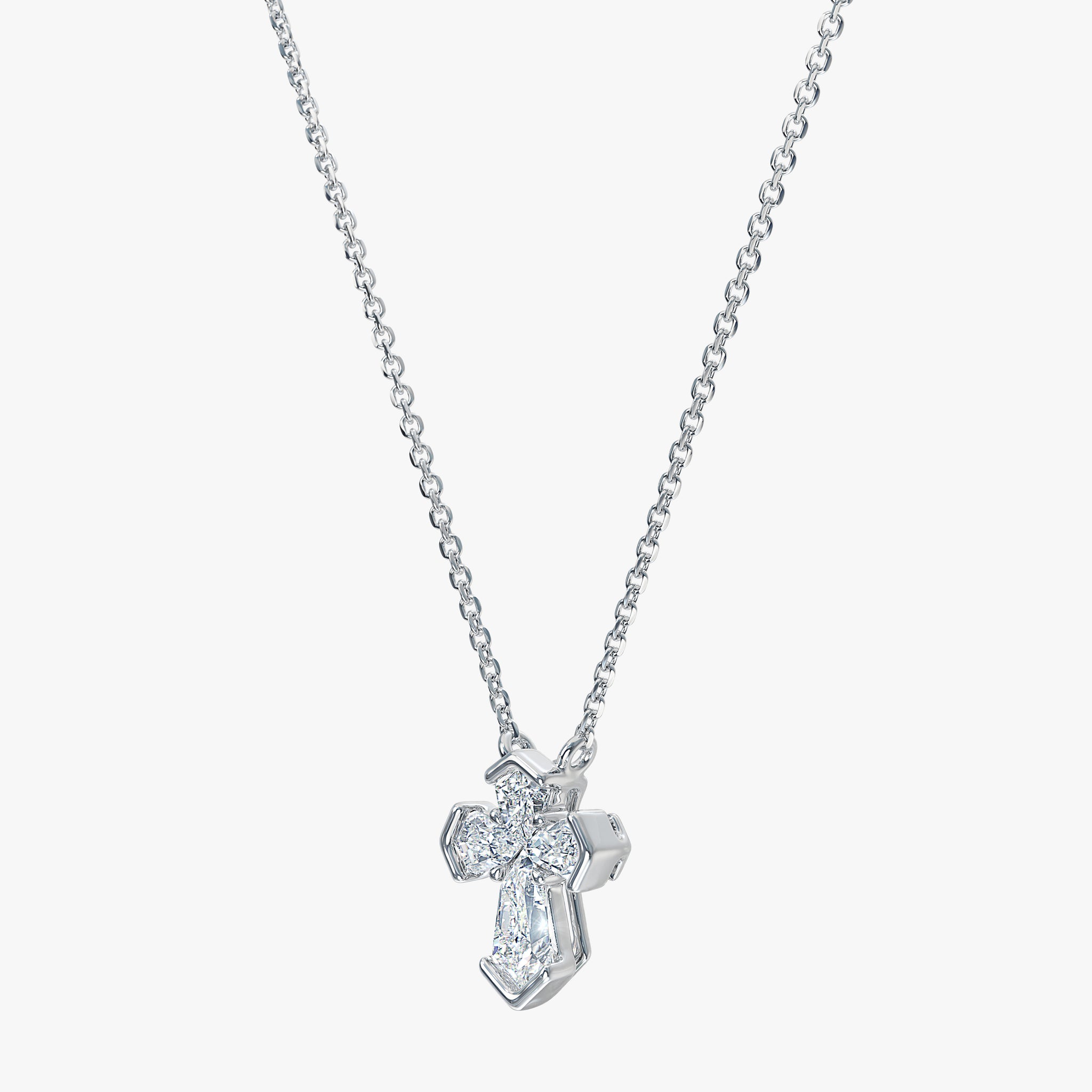 J'EVAR 14KT White Gold Unity Cross ALTR Lab Grown Diamond Necklace Perspective View