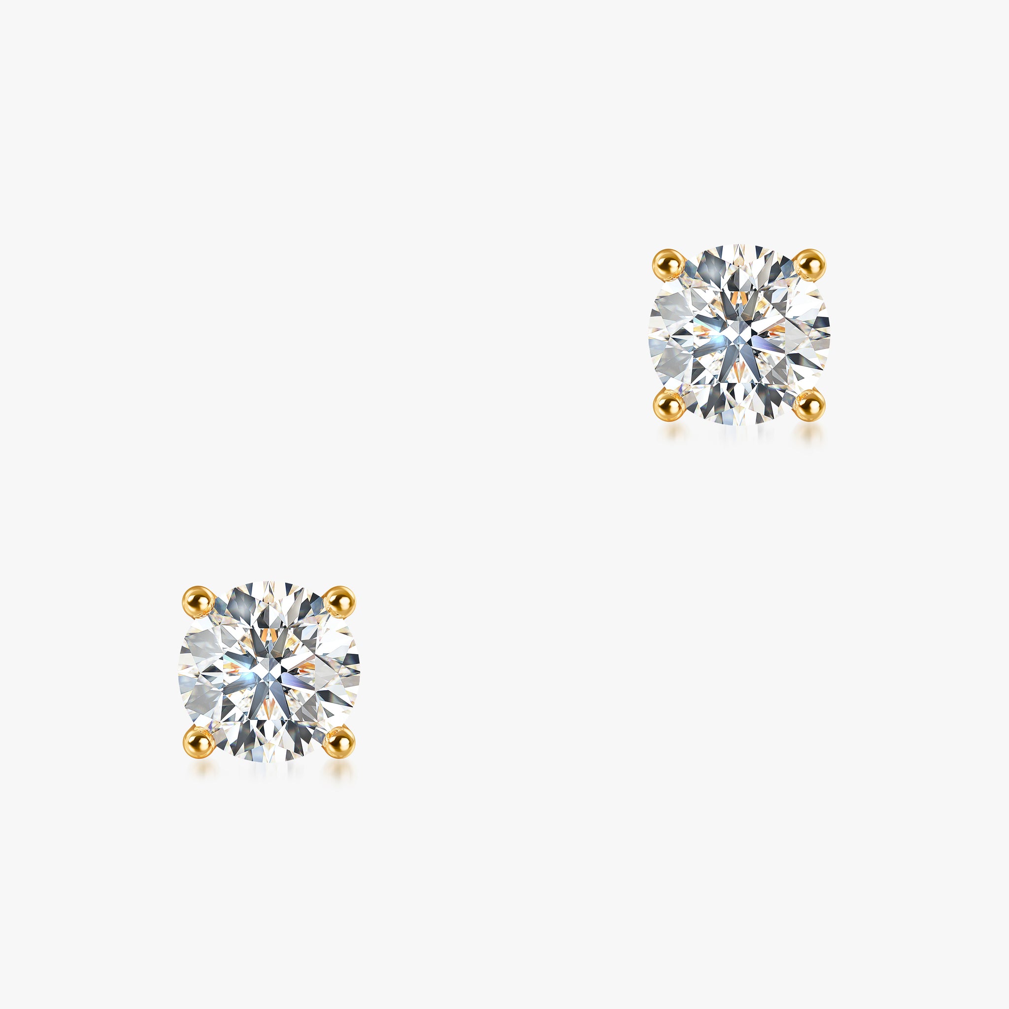 J'EVAR 14KT Yellow Gold ALTR Lab Grown Diamond Stud Earrings Front View