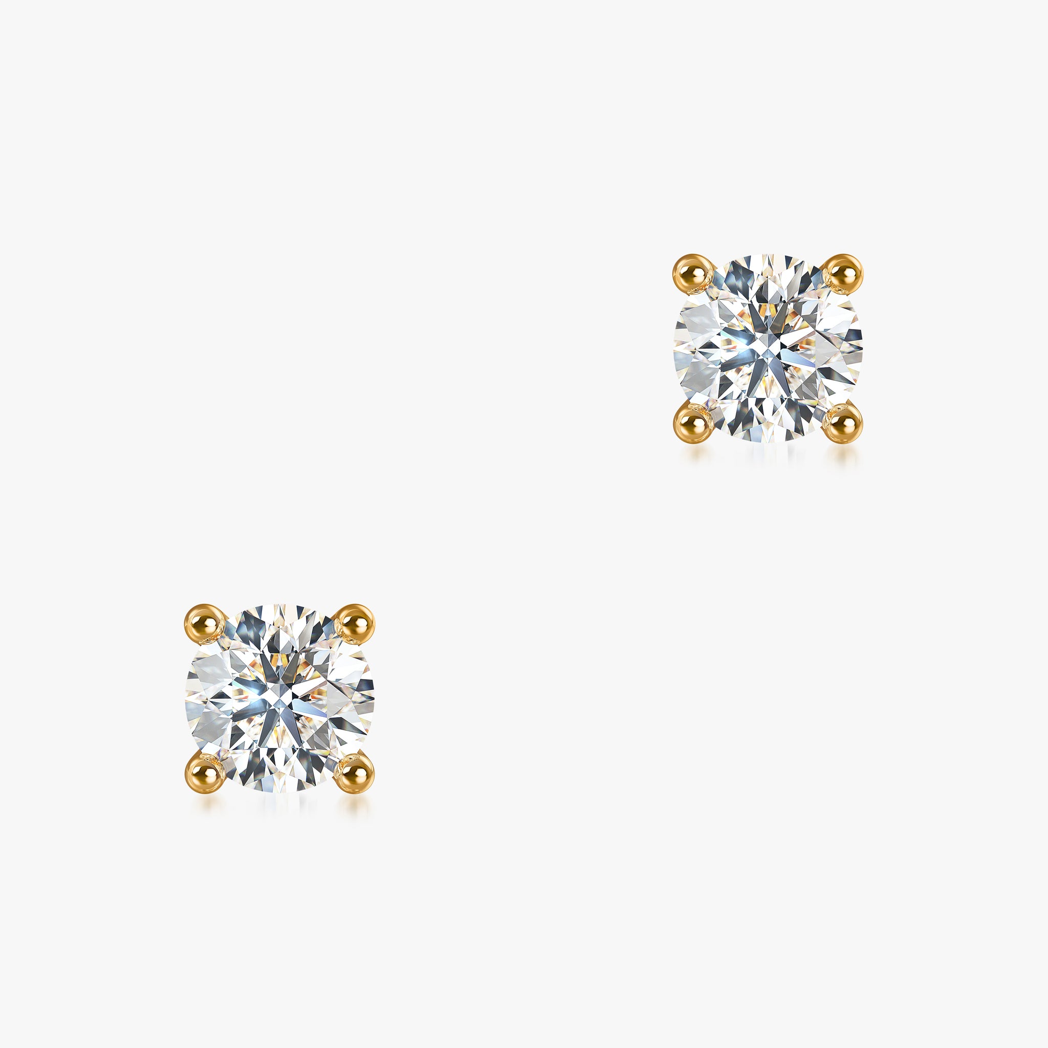 J'EVAR 14KT Yellow Gold ALTR Lab Grown Diamond Stud Earrings Front View