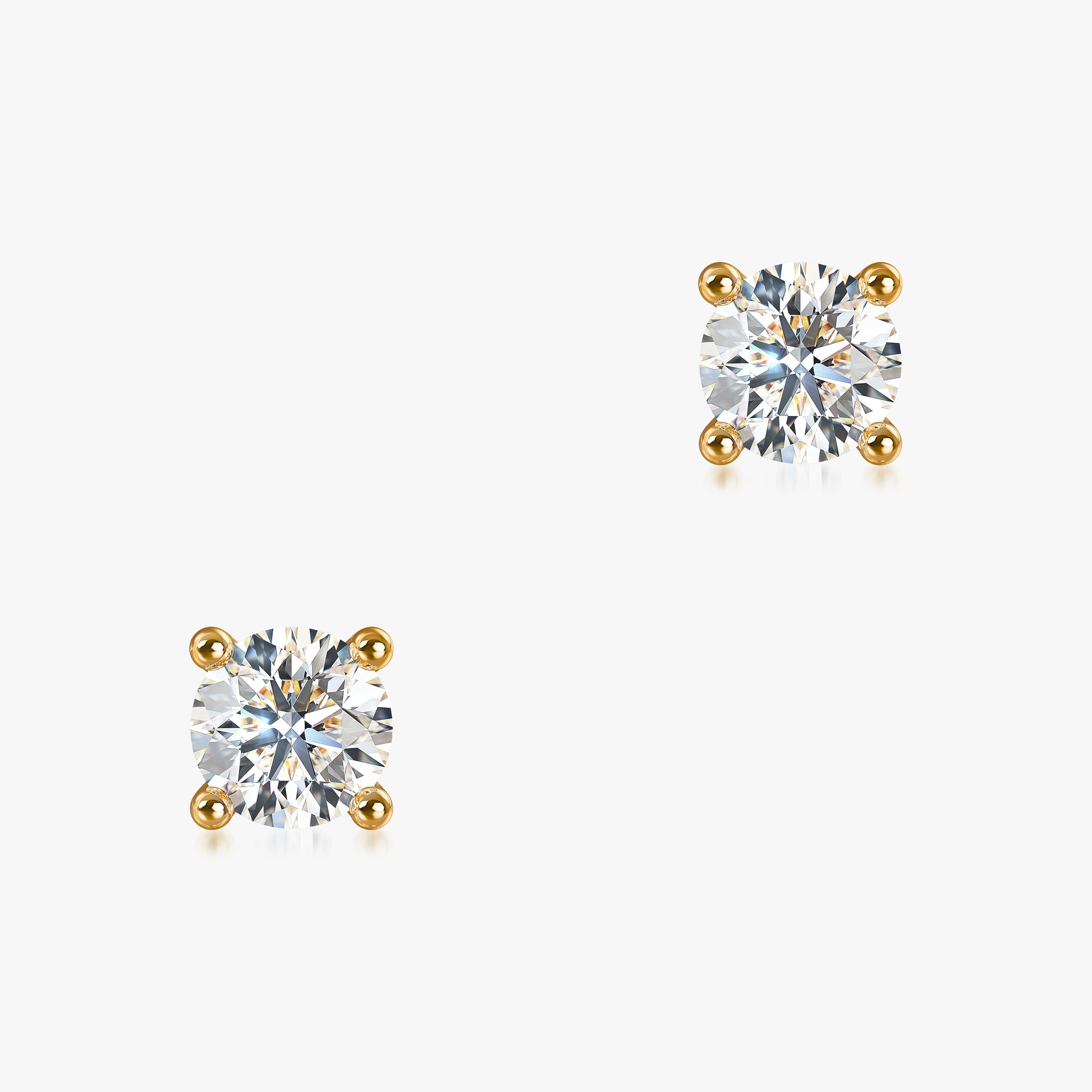 J'EVAR 14KT Yellow Gold ALTR Lab Grown Diamond Stud Earrings Front View