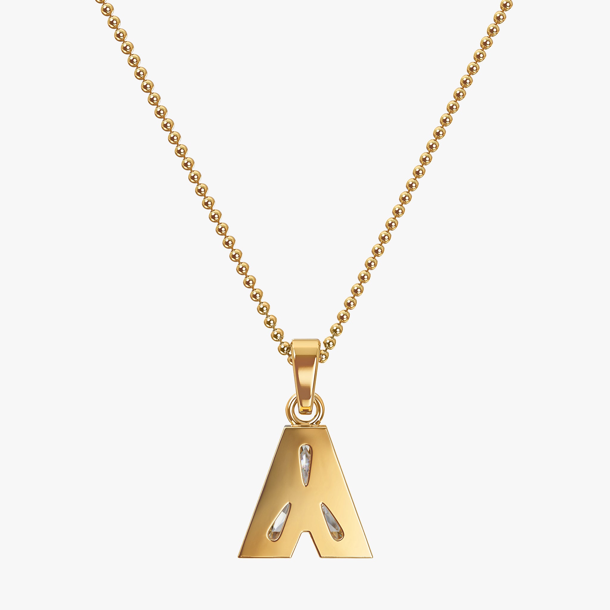 TYPE by J'EVAR 7MM LETTER A SOLITAIRE DIAMOND INITIAL PENDANT 18K Yellow Gold ALTR Lab Grown Diamond Back View