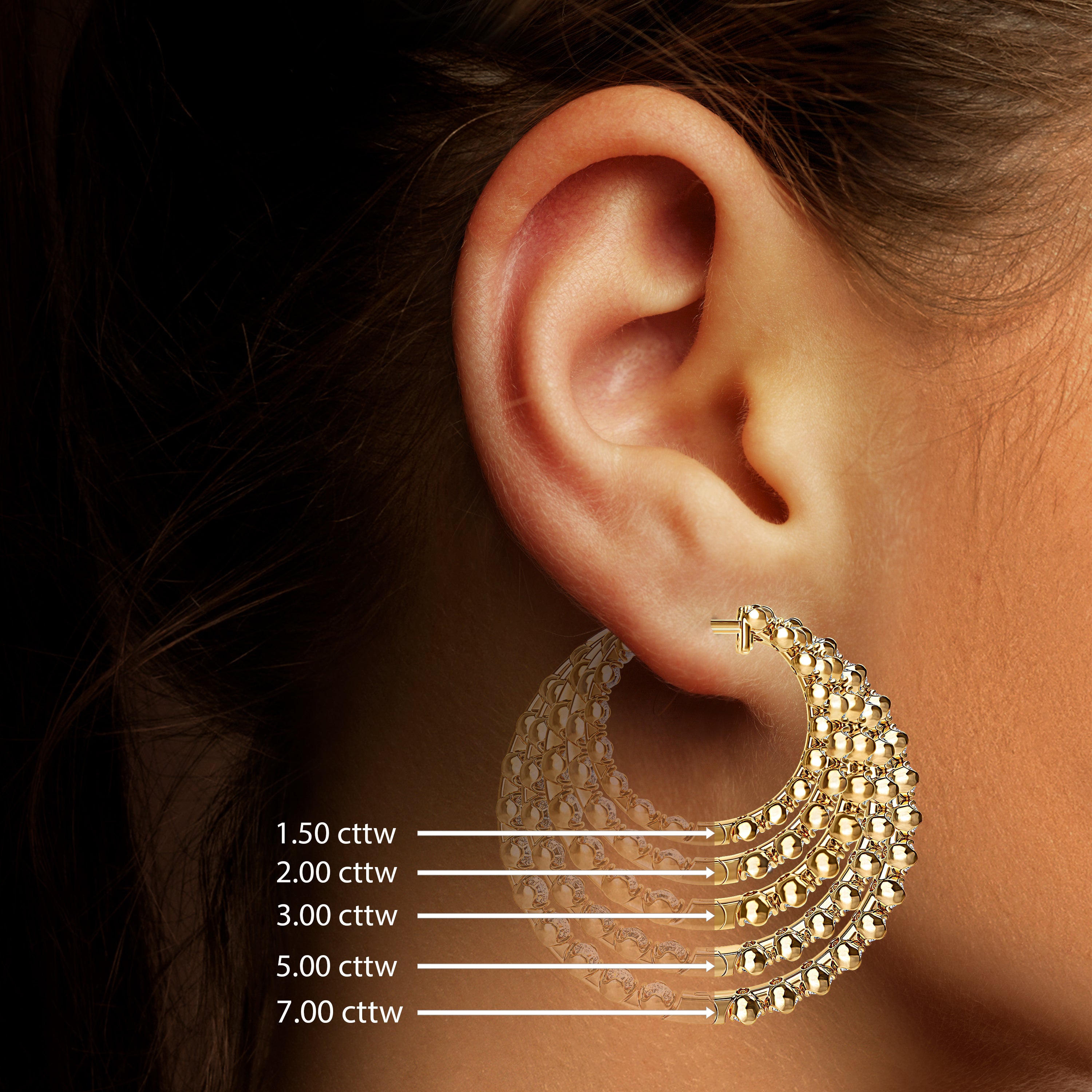 Mixed-Shape Diamond Front-Facing Hoop Earrings - Nuha Jewelers