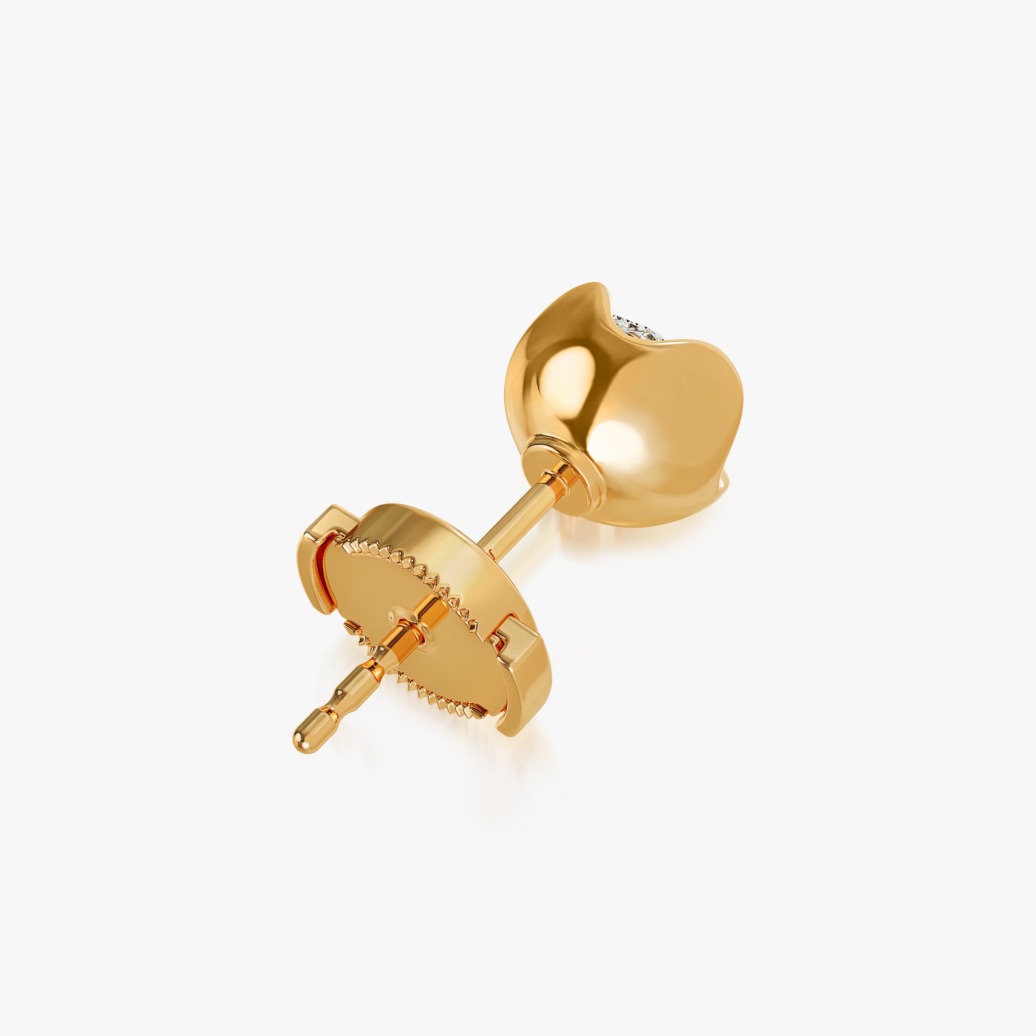J'EVAR 18KT Yellow Gold Lotus Petals ALTR Lab Grown Diamond Earrings Back View
