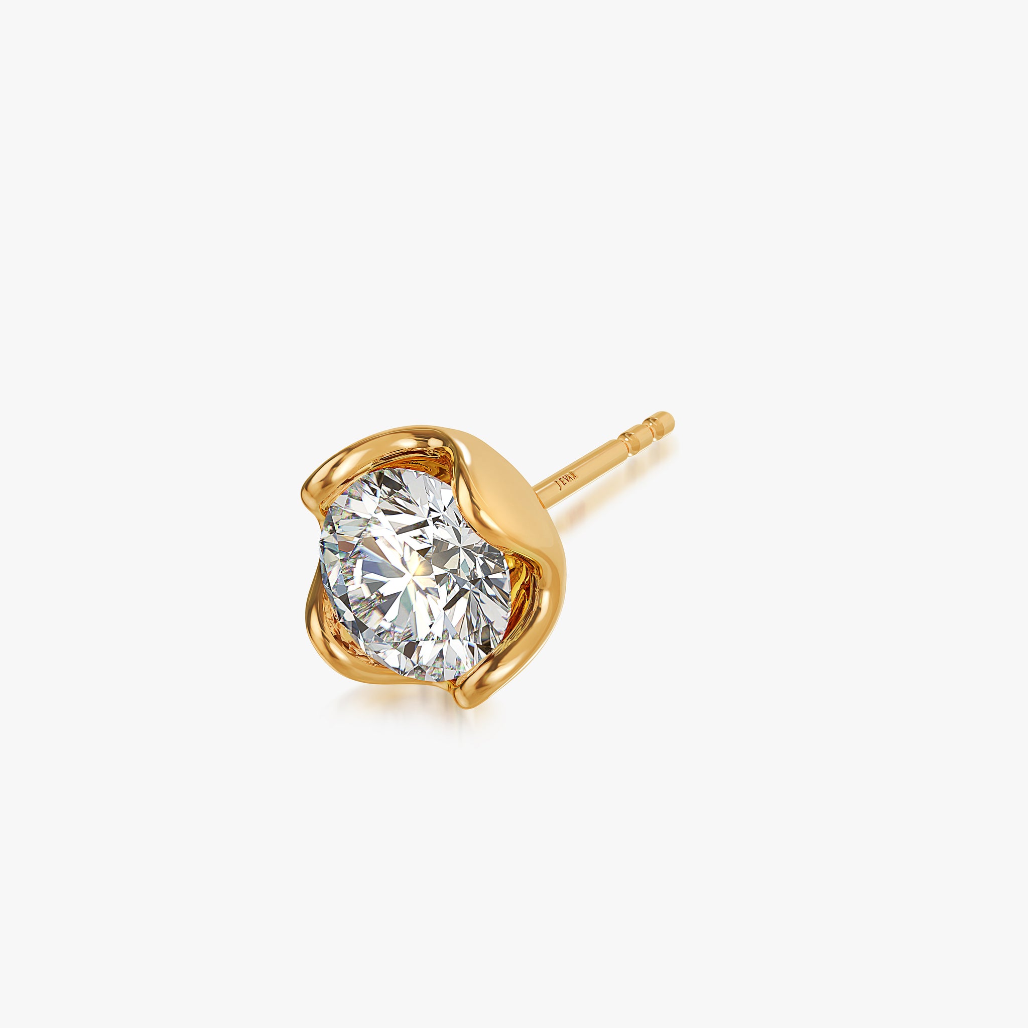 J'EVAR 18KT Yellow Gold Lotus Petals ALTR Lab Grown Diamond Earrings Prospective View