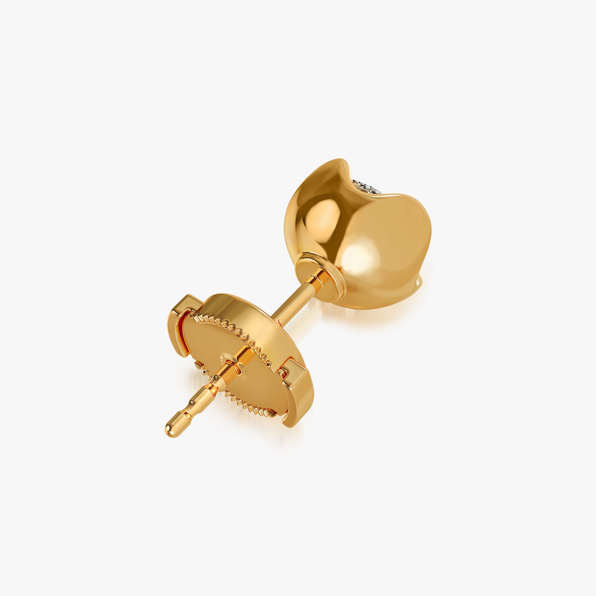 J'EVAR 18KT Yellow Gold Lotus Petals ALTR Lab Grown Diamond Earrings Back View |2.50 CT