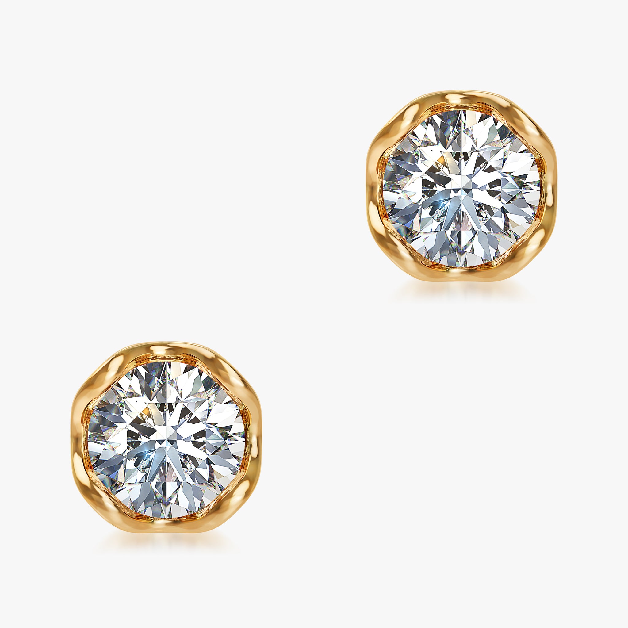 J'EVAR 18KT Yellow Gold Lotus Petals ALTR Lab Grown Diamond Earrings Front View