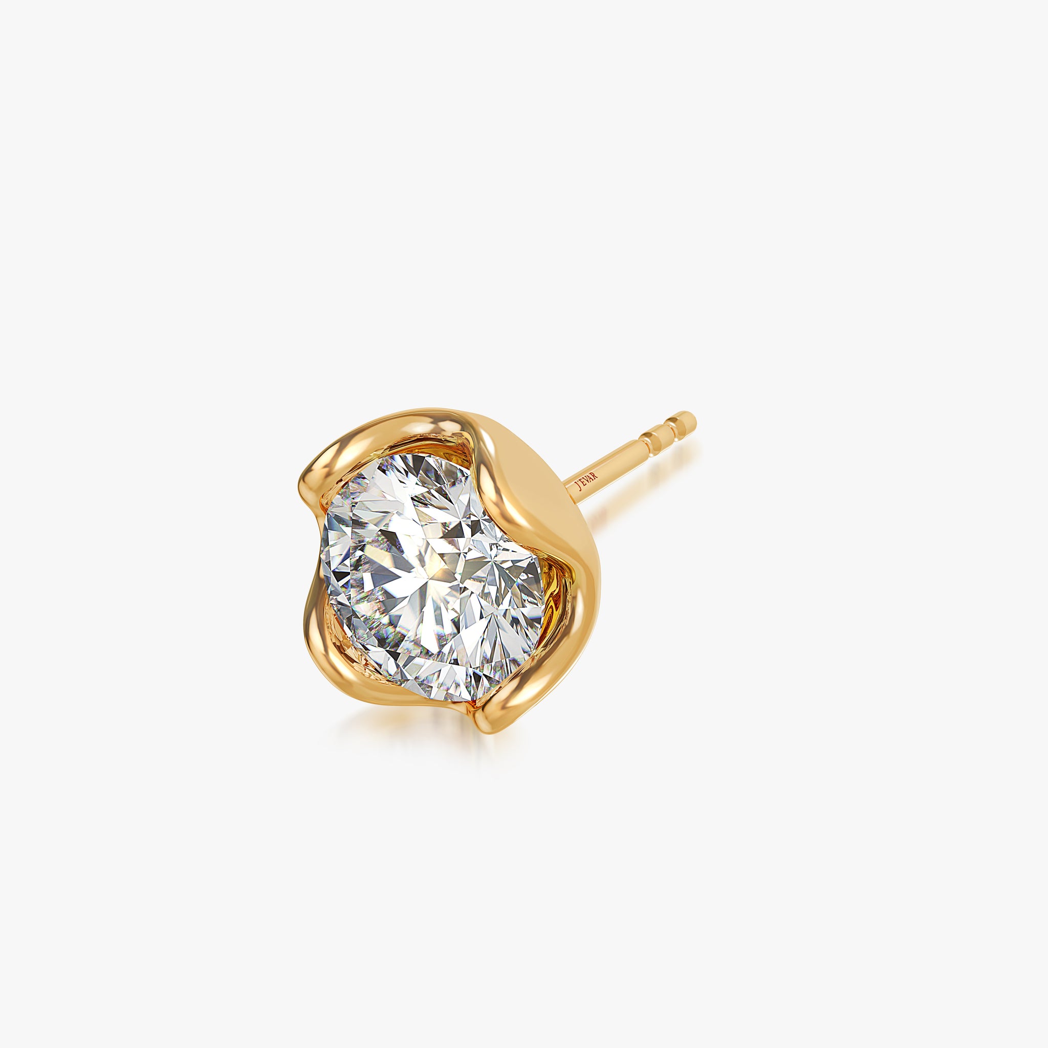 J'EVAR 18KT Yellow Gold Lotus Petals ALTR Lab Grown Diamond Earrings Prospective View
