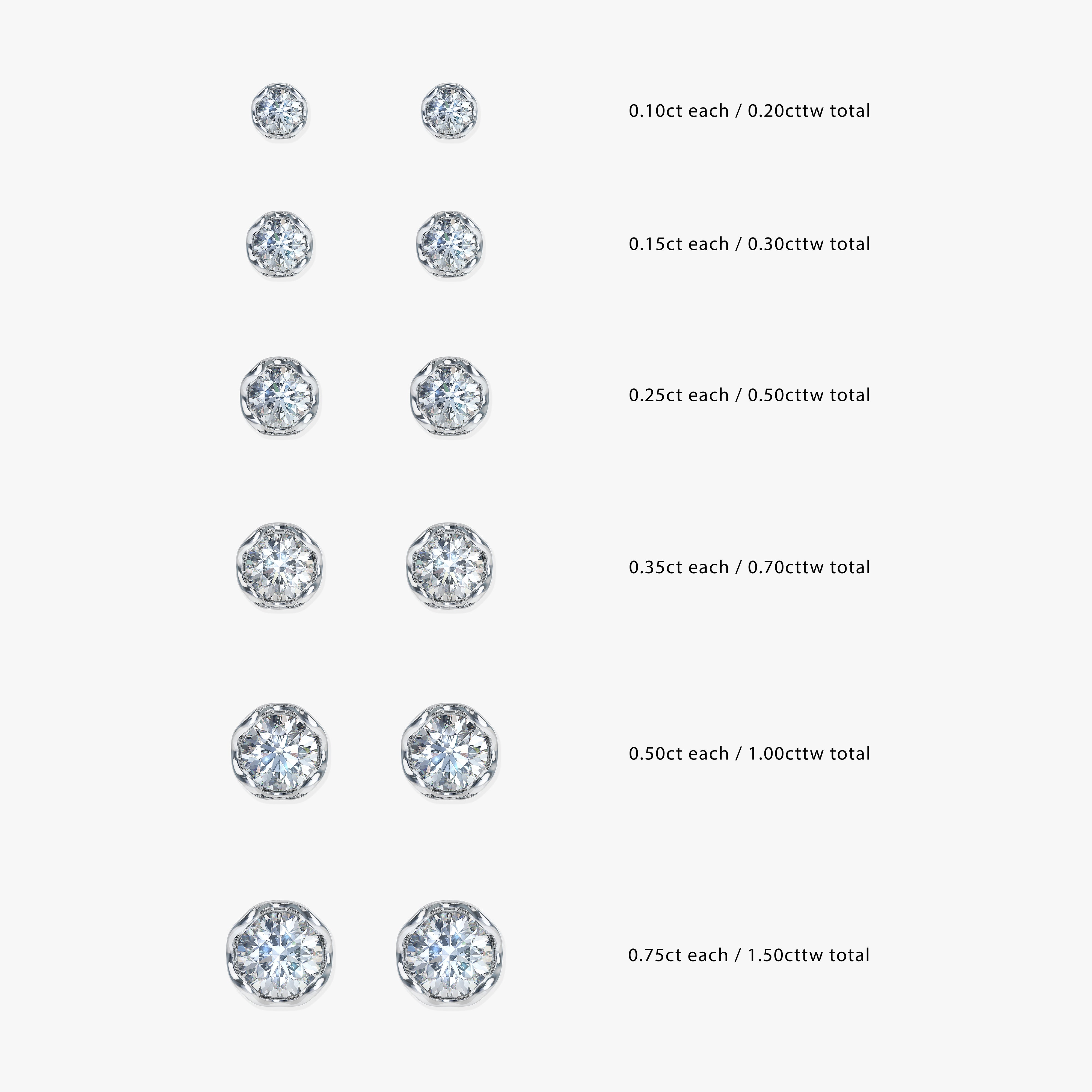 Earring Diamond Size Comparison. 1 Carat on the Ear vs .25 to 4 Ct. .33 .4  .5 .66 .75 .8 .9 1/2 - YouTube