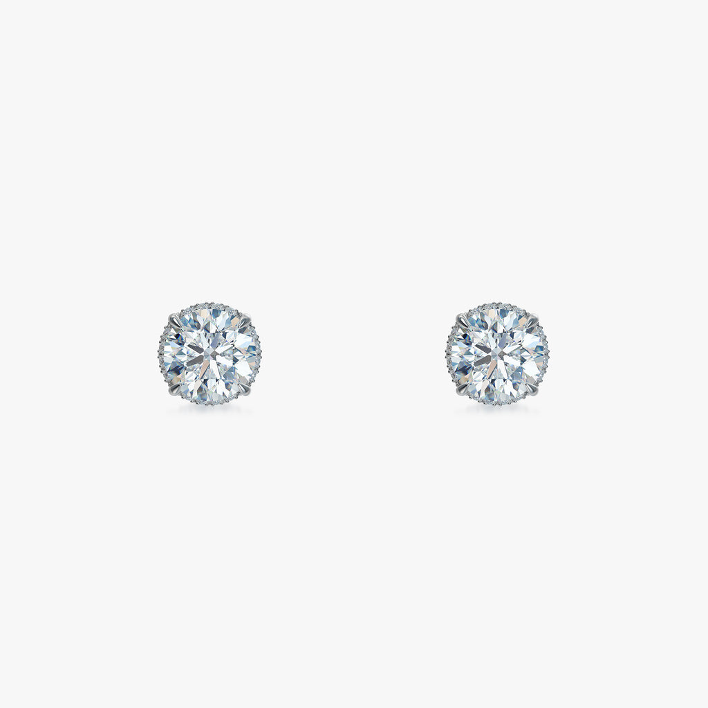 J'EVAR 18KT White Gold Invisible Halo ALTR Lab Grown Diamond Earrings Front View | 2.05 CT