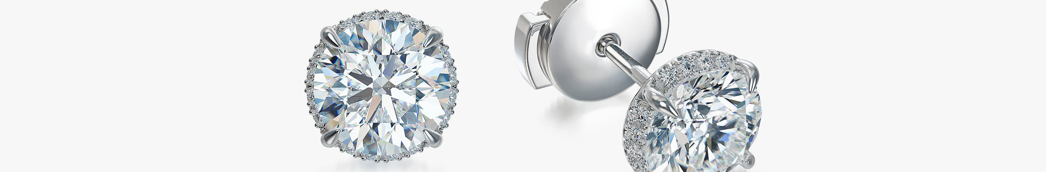 J'EVAR 18KT White Gold Invisible Halo ALTR Lab Grown Diamond Earrings Front Lock View