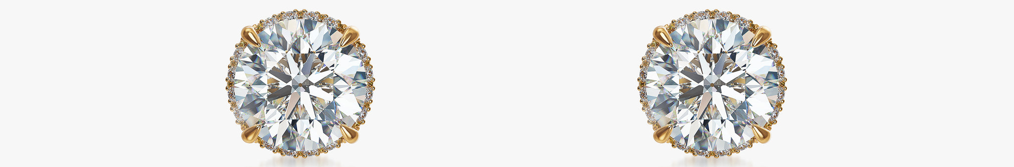 J'EVAR 18KT Yellow Gold Invisible Halo ALTR Lab Grown Diamond Earrings Front View