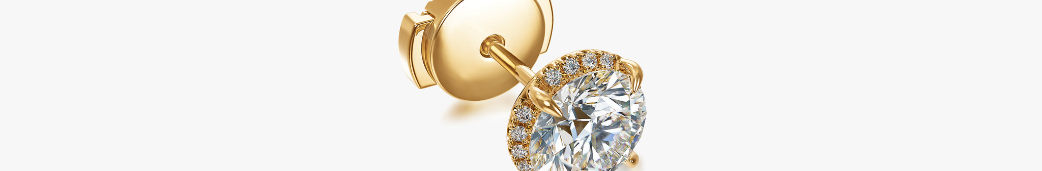 J'EVAR 18KT Yellow Gold Invisible Halo ALTR Lab Grown Diamond Earrings Lock View