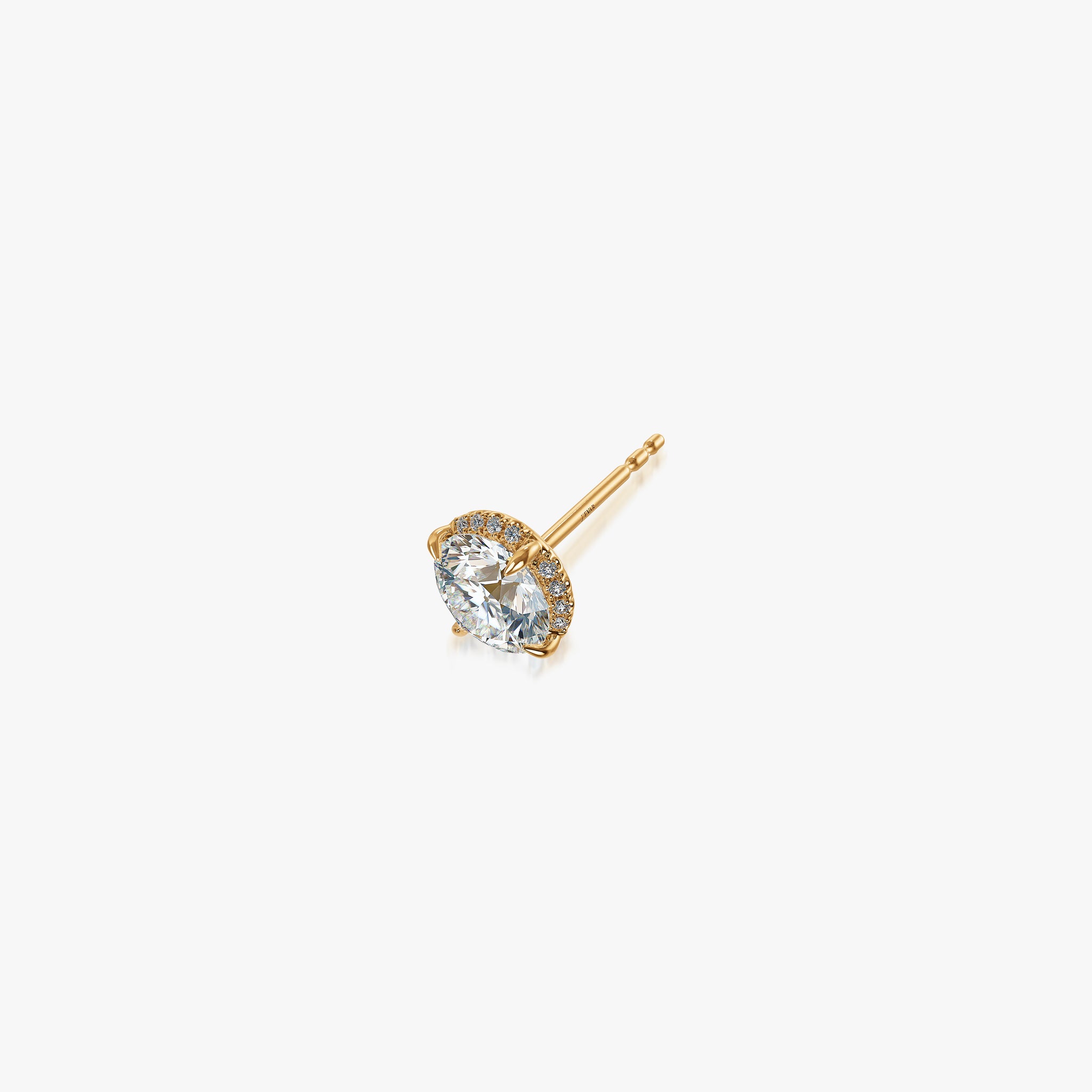 J'EVAR 18KT Yellow Gold Invisible Halo ALTR Lab Grown Diamond Earrings Side Perspective View