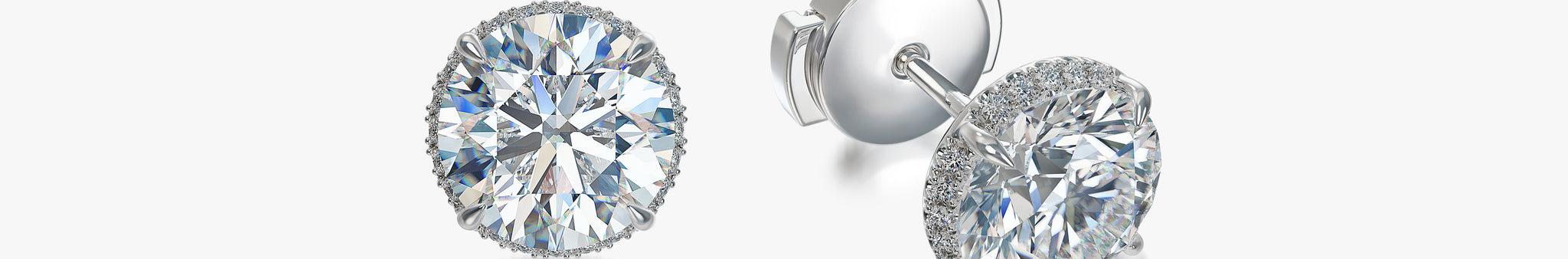 J'EVAR 18KT White Gold Invisible Halo ALTR Lab Grown Diamond Earrings Front Lock View