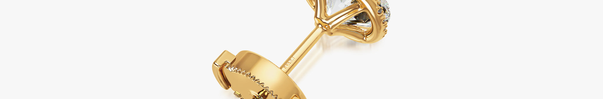 J'EVAR 18KT Yellow Gold Invisible Halo ALTR Lab Grown Diamond Earrings Back View