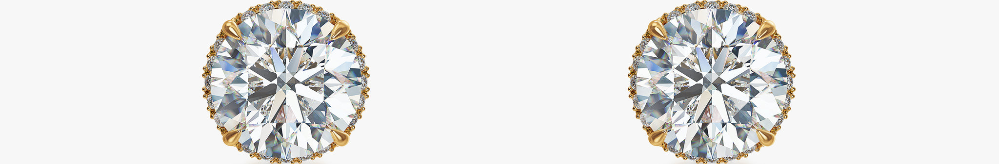 J'EVAR 18KT Yellow Gold Invisible Halo ALTR Lab Grown Diamond Earrings Front View