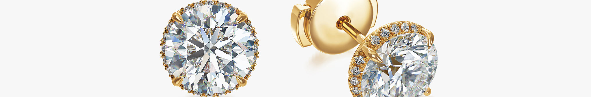 J'EVAR 18KT Yellow Gold Invisible Halo ALTR Lab Grown Diamond Earrings Front Lock View