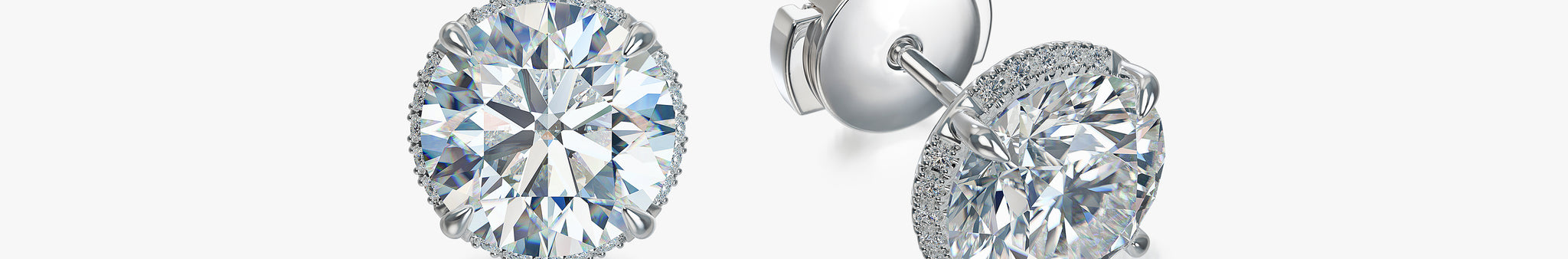 J'EVAR 18KT White Gold Invisible Halo ALTR Lab Grown Diamond Earrings Front Lock View