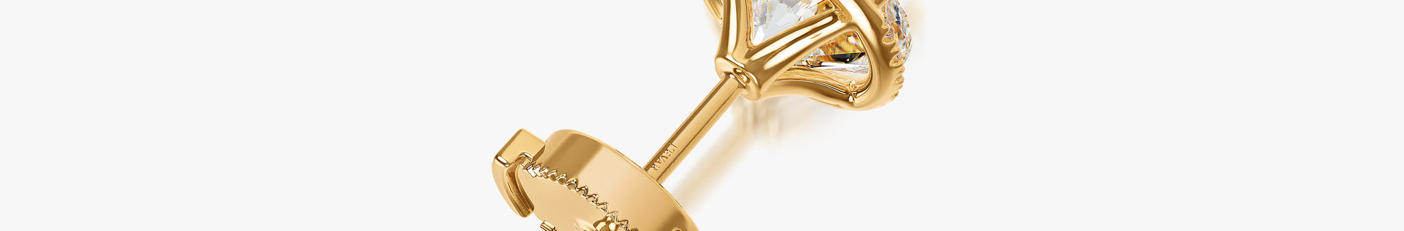 J'EVAR 18KT Yellow Gold Invisible Halo ALTR Lab Grown Diamond Earrings Back View