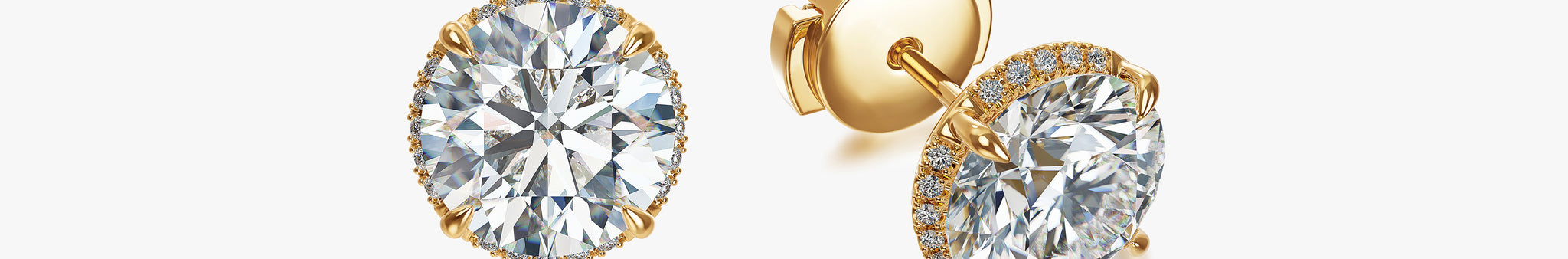 J'EVAR 18KT Yellow Gold Invisible Halo ALTR Lab Grown Diamond Earrings Front Lock View