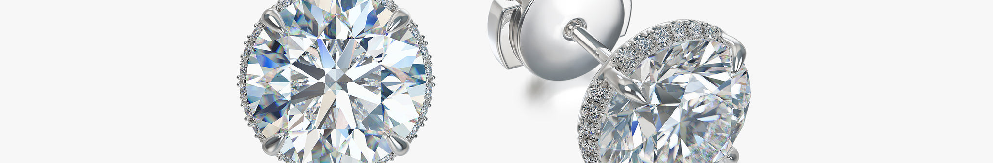 J'EVAR 18KT White Gold Invisible Halo ALTR Lab Grown Diamond Earrings Front Lock View