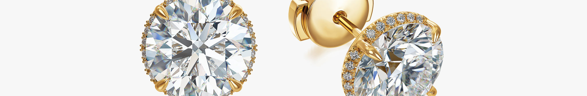 J'EVAR 18KT Yellow Gold Invisible Halo ALTR Lab Grown Diamond Earrings Front Lock View