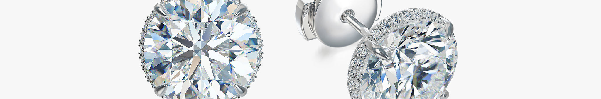 J'EVAR 18KT White Gold Invisible Halo ALTR Lab Grown Diamond Earrings Front Lock View