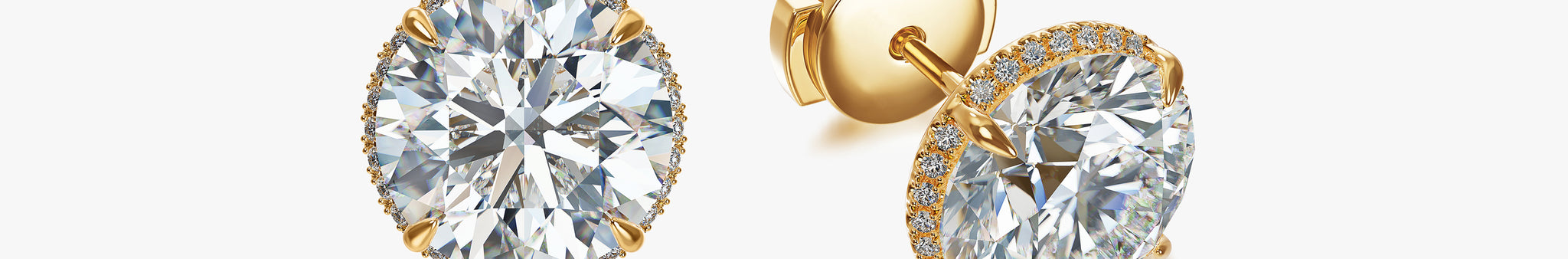 J'EVAR 18KT Yellow Gold Invisible Halo ALTR Lab Grown Diamond Earrings Front Lock View