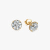 J'EVAR 18KT Yellow Gold Invisible Halo ALTR Lab Grown Diamond Earrings Front Lock View | 6.10 CT