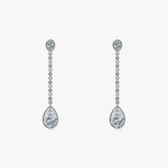 Invisible Halo Pear Diamond Dangle Earrings