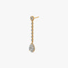 J'EVAR 18KT Yellow Gold Invisible Halo ALTR Lab Grown Pear Diamond Dangle Earrings Side Perspective View | 2.60 CT