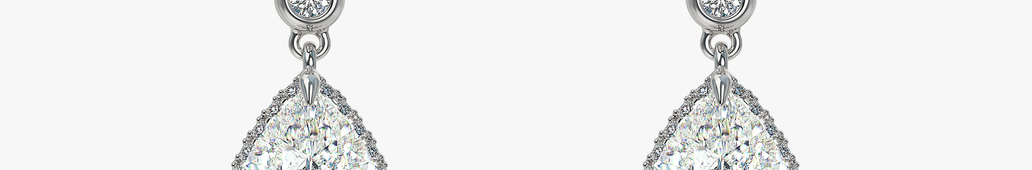 Invisible Halo Pear Diamond Drop Earrings