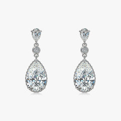 Invisible Halo Pear Diamond Drop Earrings