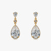 J'EVAR 18KT Yellow Gold Invisible Halo ALTR Lab Grown Pear Diamond Drop Earrings Front View | 3.46 CT