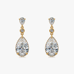 Invisible Halo Pear Diamond Drop Earrings