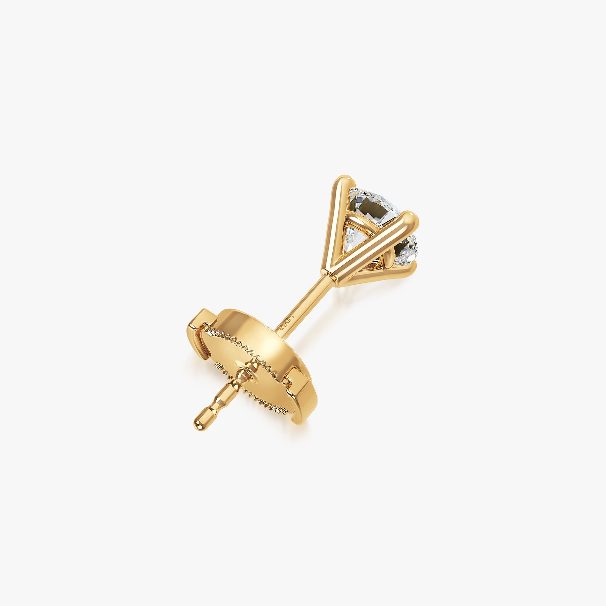 J'EVAR 18KT Yellow Gold ALTR Lab Grown Diamond Single Stud Earring with Guardian Backs Back View