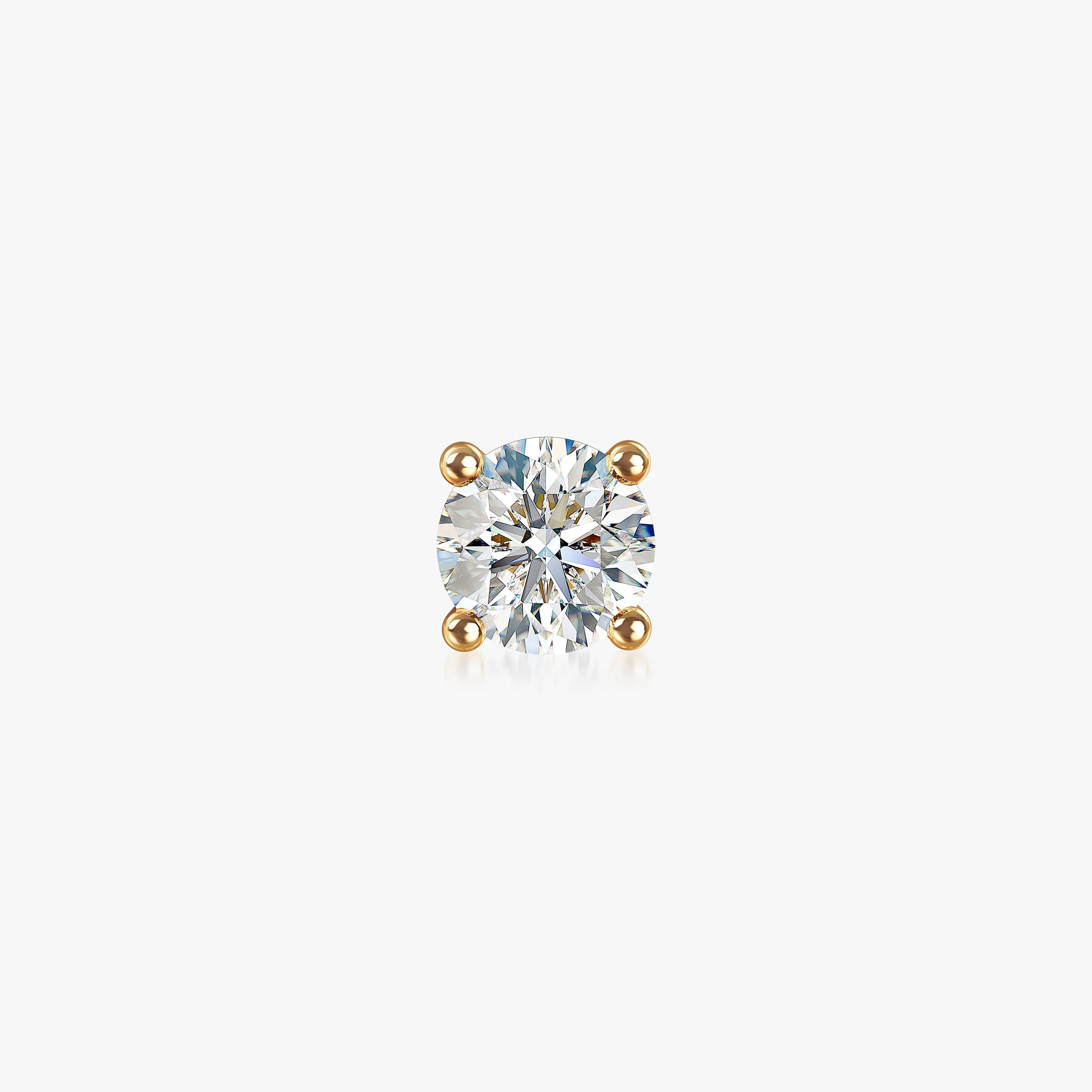 J'EVAR 18KT Yellow Gold ALTR Lab Grown Diamond Single Stud Earring with Guardian Backs Front View