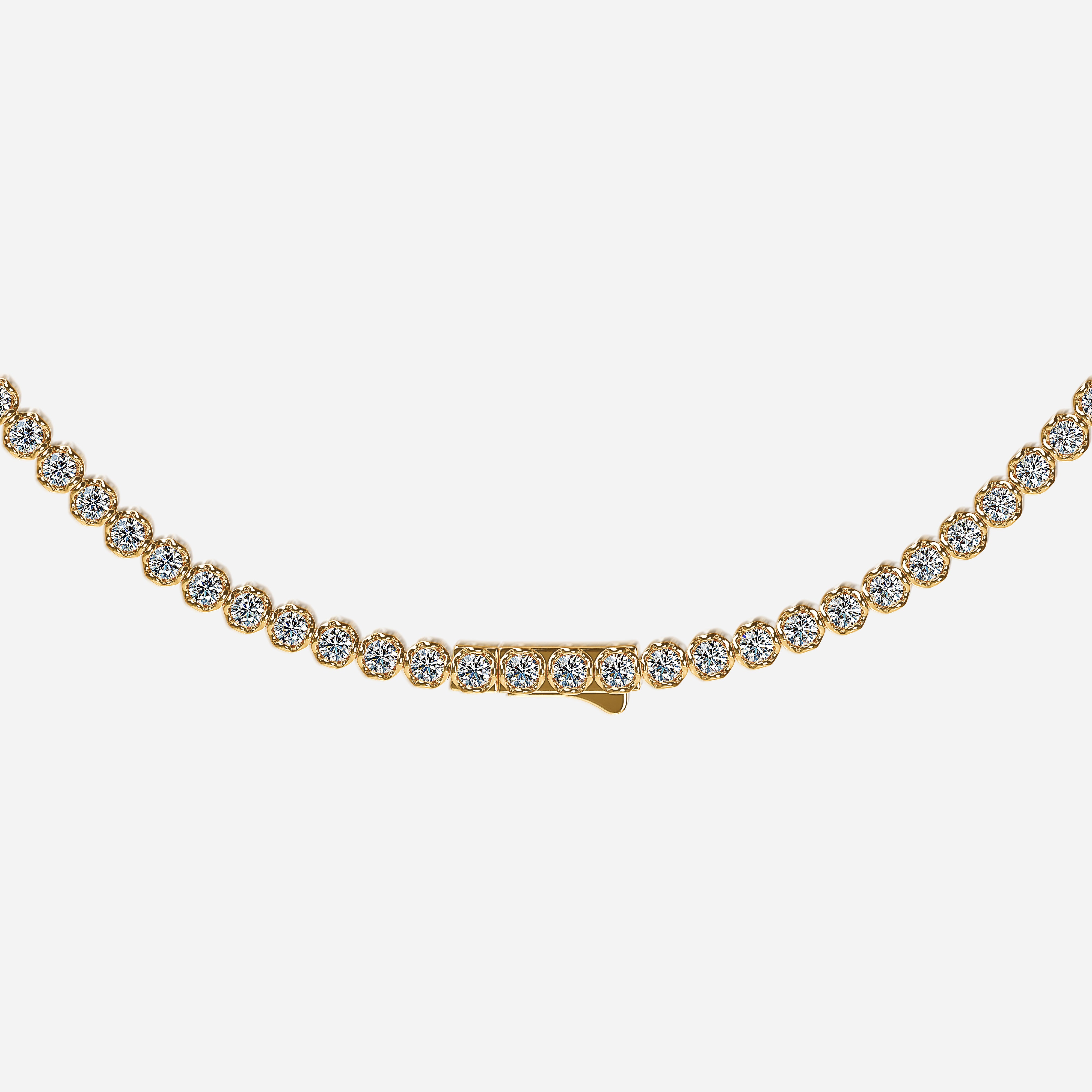 18 Kt Yellow Gold 10.00 Ct Lotus Petals Diamond Tennis Necklace 