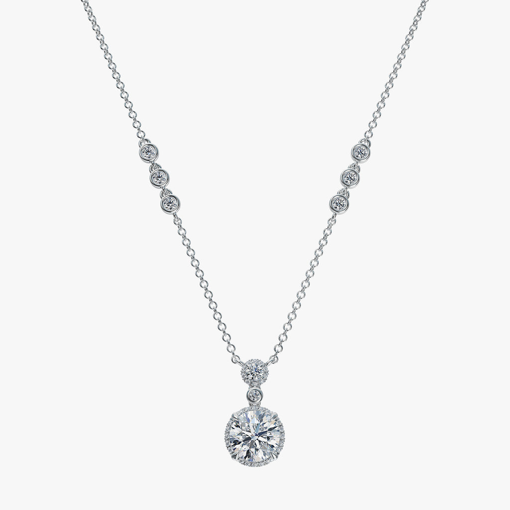 J'EVAR 18KT White Gold By the Yard Invisible Halo ALTR Lab Grown Diamond Necklace Front View | 1.50 CT