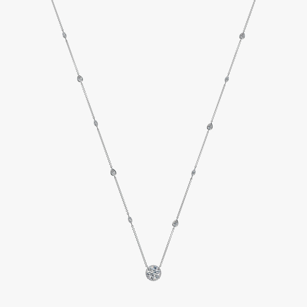 J'EVAR 18KT White Gold By the Yard Invisible Halo ALTR Lab Grown Diamond Necklace Front View | 2.50 CT