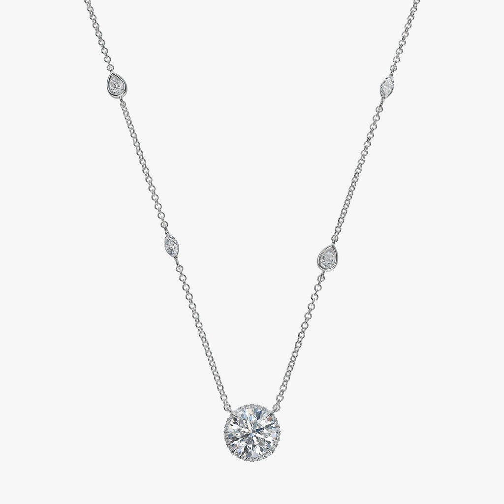 J'EVAR 18KT White Gold By the Yard Invisible Halo ALTR Lab Grown Diamond Necklace Front View | 2.50 CT