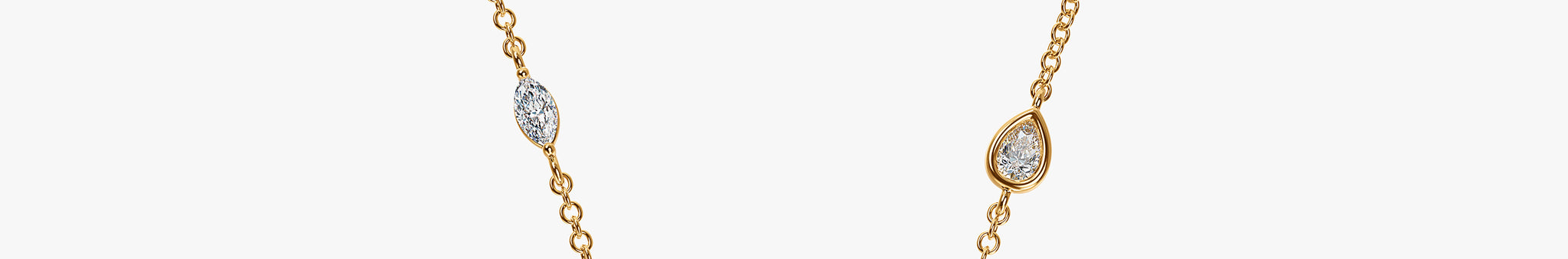 J'EVAR 18KT Yellow Gold By the Yard Invisible Halo ALTR Lab Grown Diamond Necklace Front View