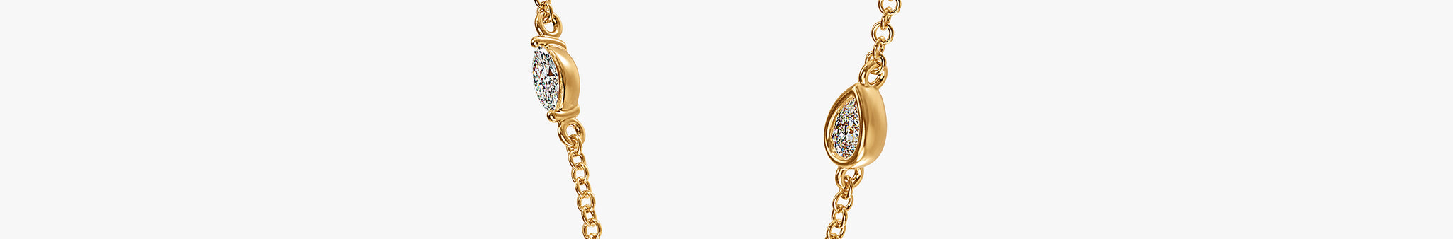 J'EVAR 18KT Yellow Gold By the Yard Invisible Halo ALTR Lab Grown Diamond Necklace Side Perspective View